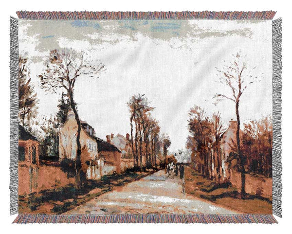 The Versailles Road 2 By Pissarro Woven Blanket