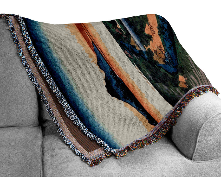 Hiroshige Towboats Along The Yotsugi Woven Blanket
