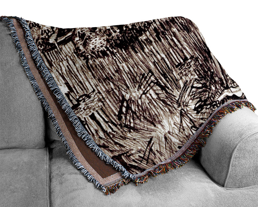 Van Gogh Tree In A Meadow Woven Blanket