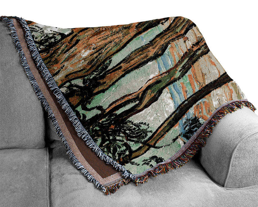 Van Gogh Two Men In Digging Out A Tree Stump Woven Blanket