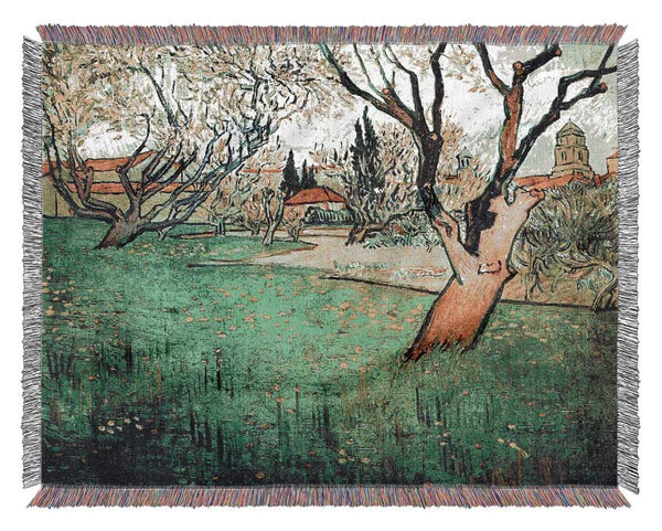 Vincent Van Gogh View Of Arles With Flowering Tree Woven Blanket
