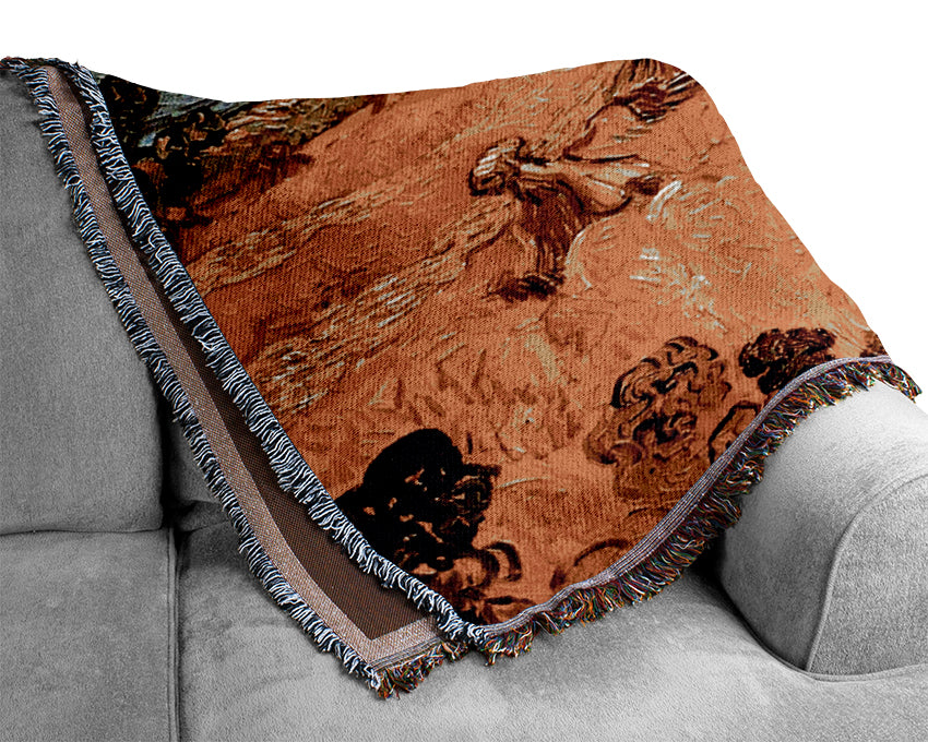 Van Gogh Wheat Stacks With Reaper Woven Blanket