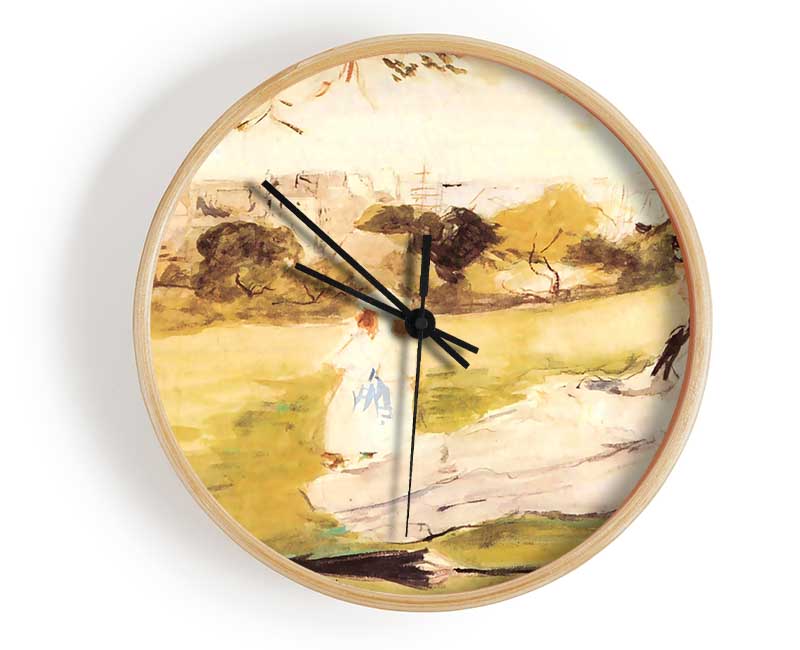 Morisot Woman And Child Sitting In A Field Clock - Wallart-Direct UK
