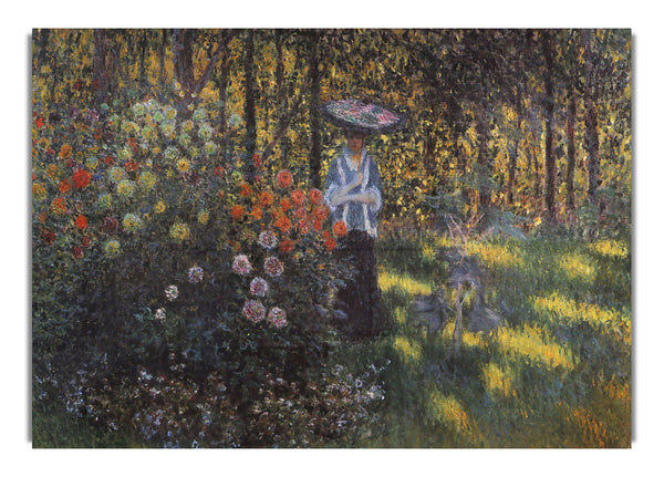 Frau mit Sonnenschirm im Garten von Argenteuil von Monet