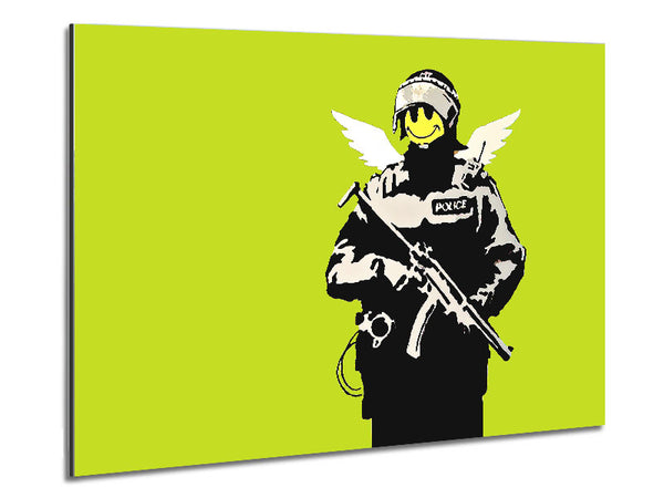 Angel Copper Lime Green Metal Print
