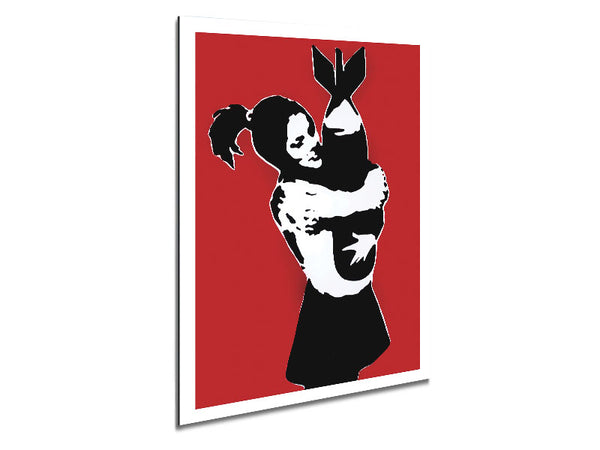 Bomb Hugger Girl Red Metal Print