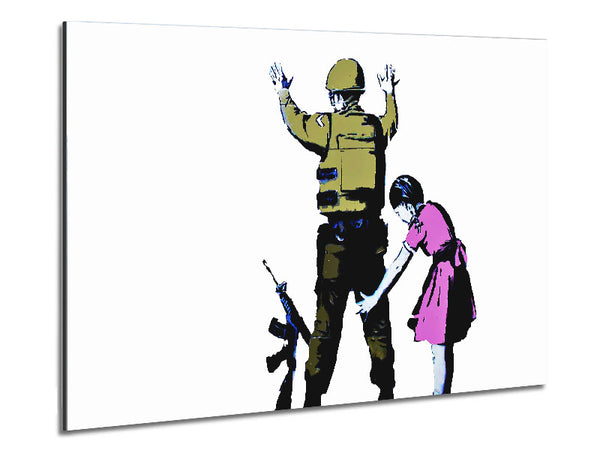 Child Frisking Soldier Metal Print