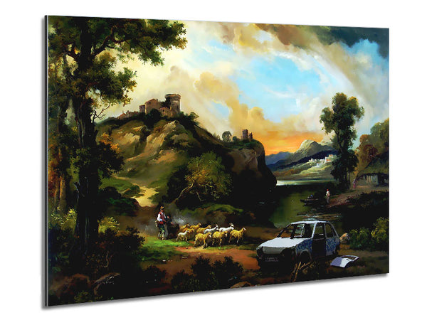 Countryside Junk Yard Metal Print