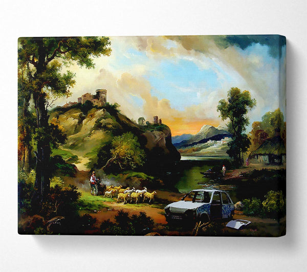  A Canvas Print of Banksy Countryside Junk Yard Canvas Print