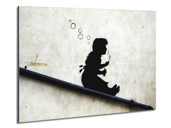 Drain Pipe Bubble Girl Metal Print