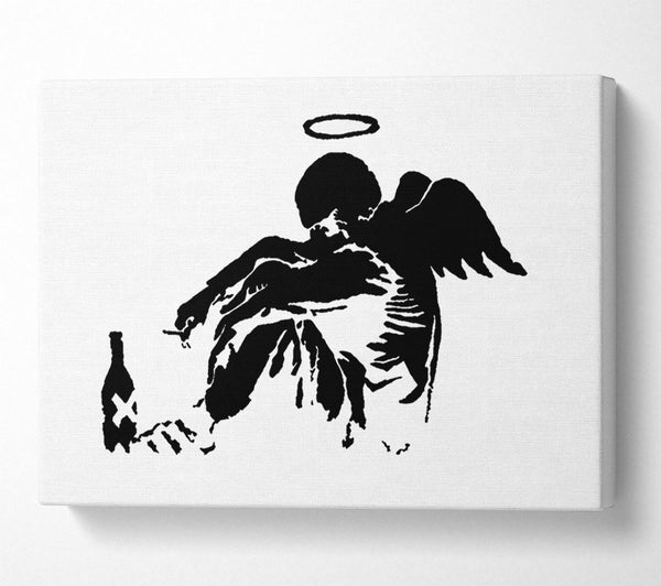  A Canvas Print of Banksy Fallen Angel Black White Canvas Print