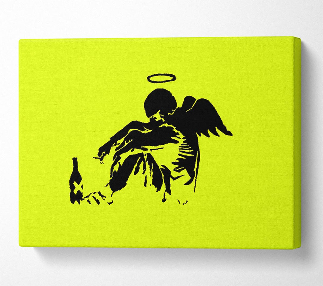  A Canvas Print of Banksy Fallen Angel Lime Canvas Art
