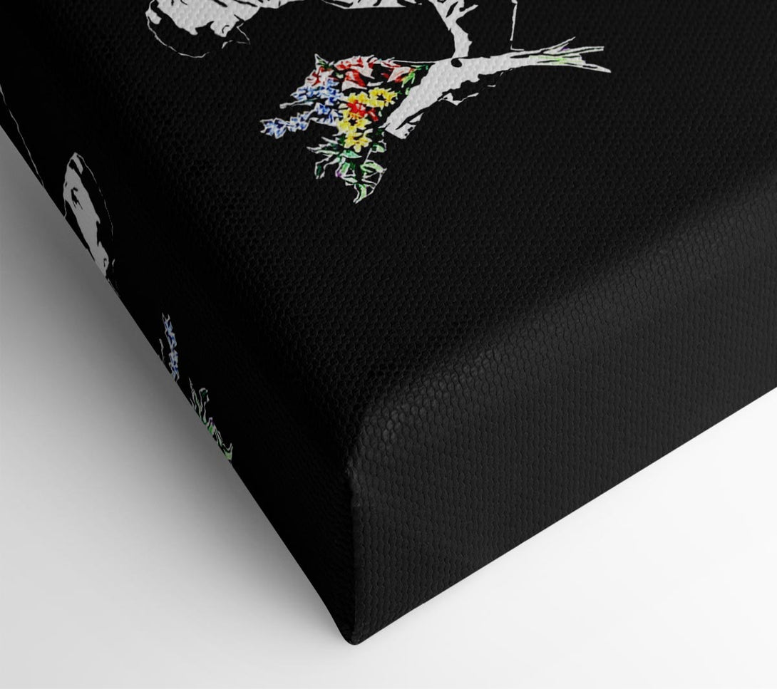  A Canvas Print of Banksy Flower Thrower Black Canvas Wall Art