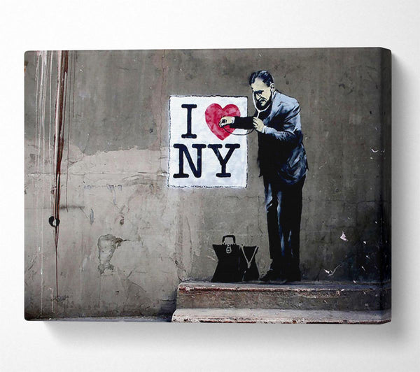  A Canvas Print of Banksy Heart Beat Of New York Canvas Wall Art