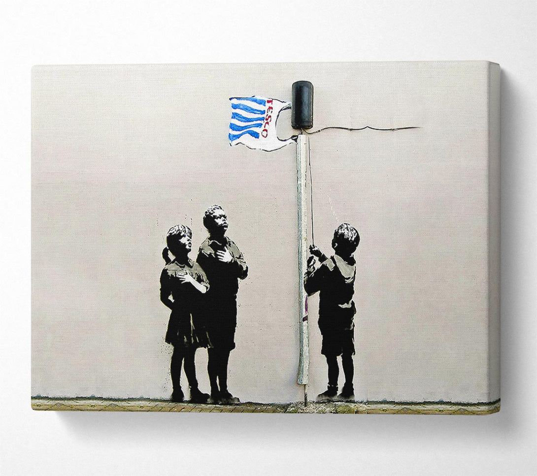  A Canvas Print of Banksy Homage To The Tesco Flag Landscape Canvas Art