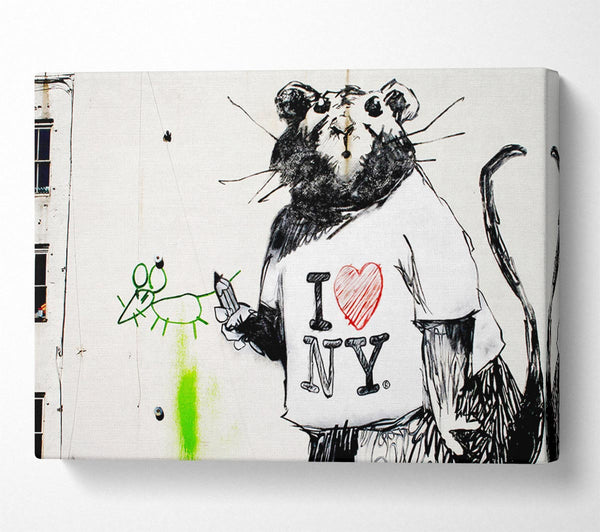  A Canvas Print of Banksy I Love New York Rat Canvas Art