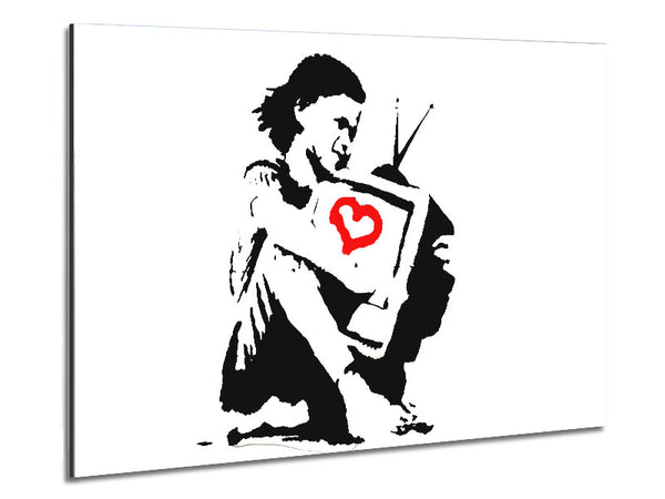 I Love Tv White Metal Print