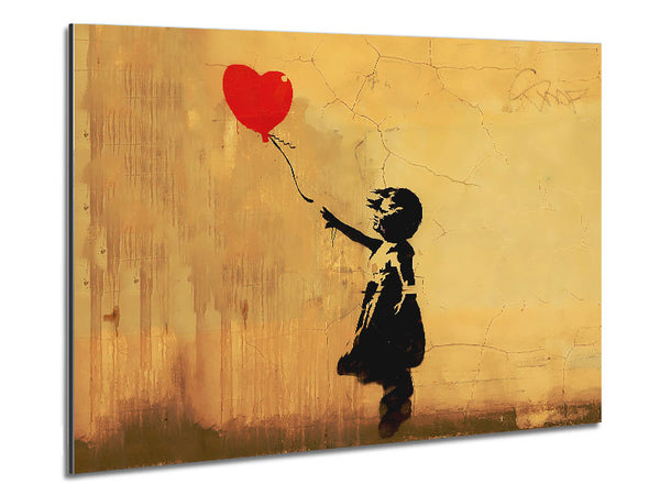 Love Heart Balloon Left Metal Print