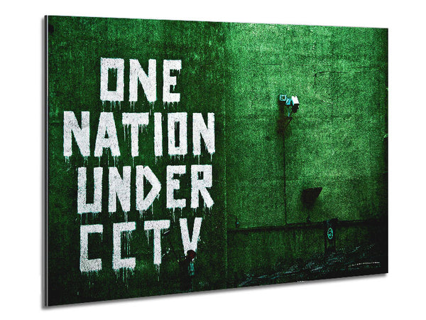 One Nation Under Cctv Green Metal Print