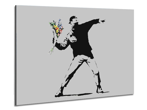 Peaceful Warrior Grey Metal Print