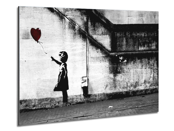 Red Heart Balloon Girl Metal Print