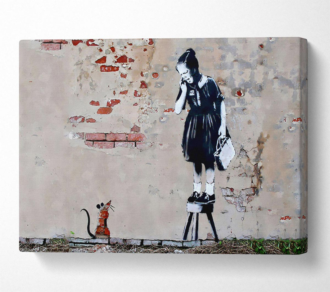  A Canvas Print of Banksy Scared Of The Mouse Canvas Wall Art