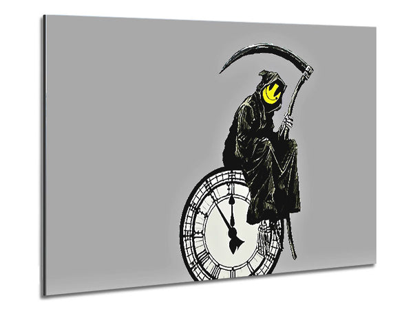 Smiley Face Reaper Times Up Metal Print