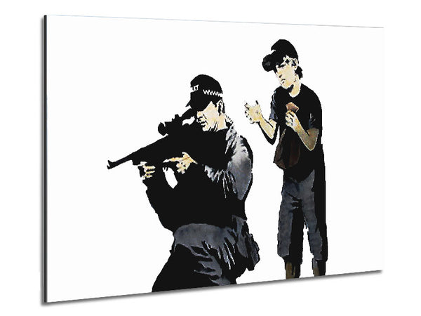 Sniper Boy White Metal Print