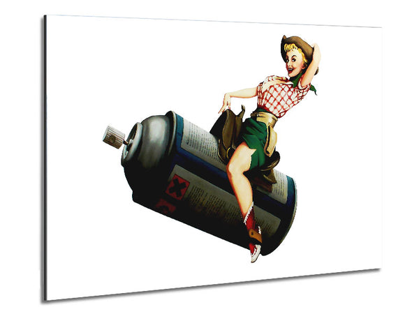 Spray Can Cowgirl Metal Print