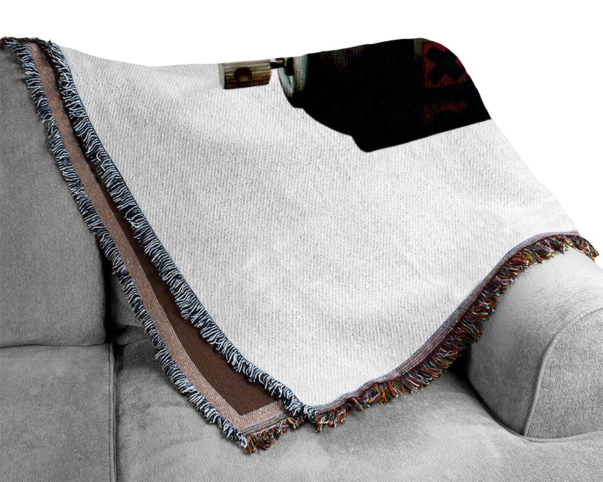 Spray Can Cowgirl Woven Blanket