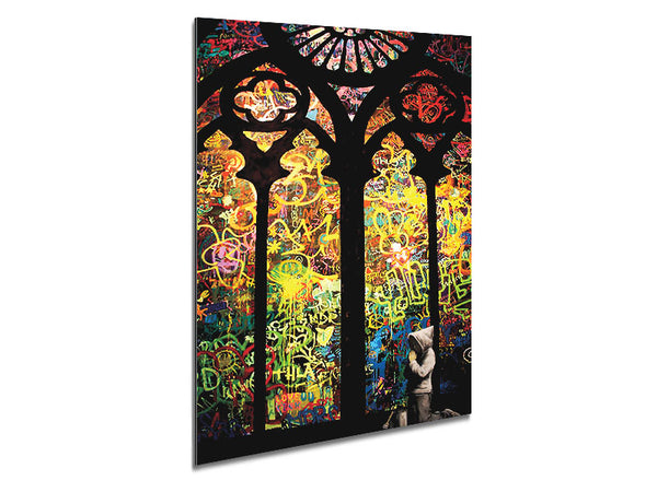 Stained Glass Graffiti Metal Print