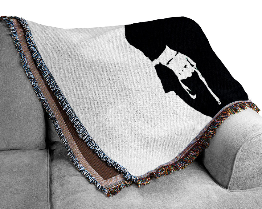Stop This Madman Woven Blanket