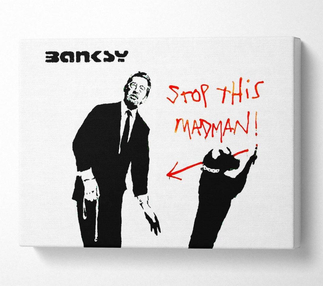  A Canvas Print of Banksy Stop This Madman Canvas Print