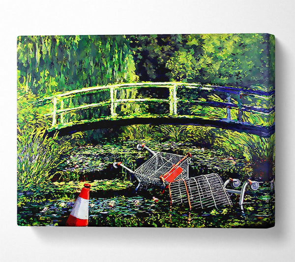  A Canvas Print of Banksy Water Lillies Trash Canvas Wall Art