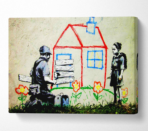  A Canvas Print of Banksy Wendy House Barricade Canvas Print