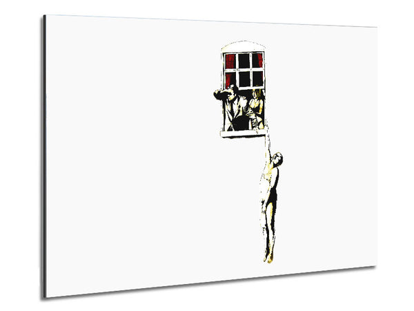Window Lovers White Metal Print