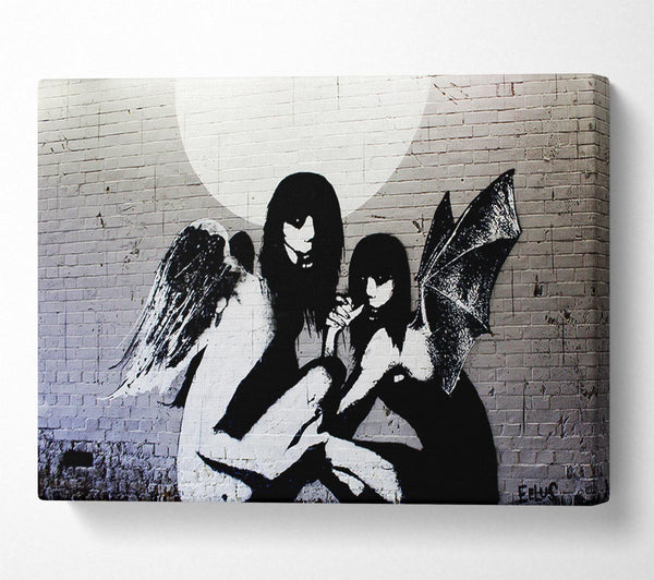  A Canvas Print of Banksy Angels In Moonlight Canvas Wall Art