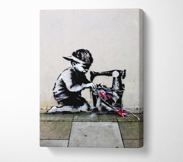  A Canvas Print of Banksy Child Bunting Canvas Art
