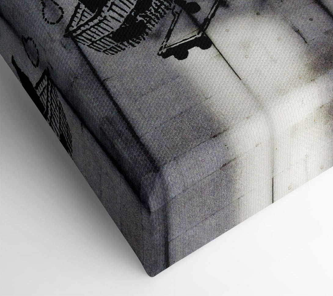  A Canvas Print of Banksy Flying Shopping Trolley Canvas Wall Art