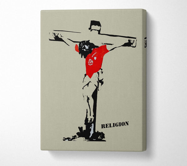  A Canvas Print of Banksy Football Religion Canvas Print