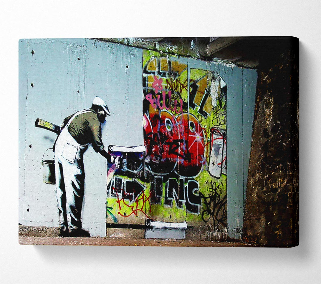  A Canvas Print of Banksy Grafitti Wallpaper Canvas Wall Art