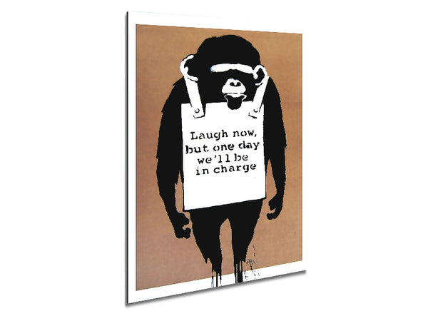 Laugh Now Monkey Beige Metal Print