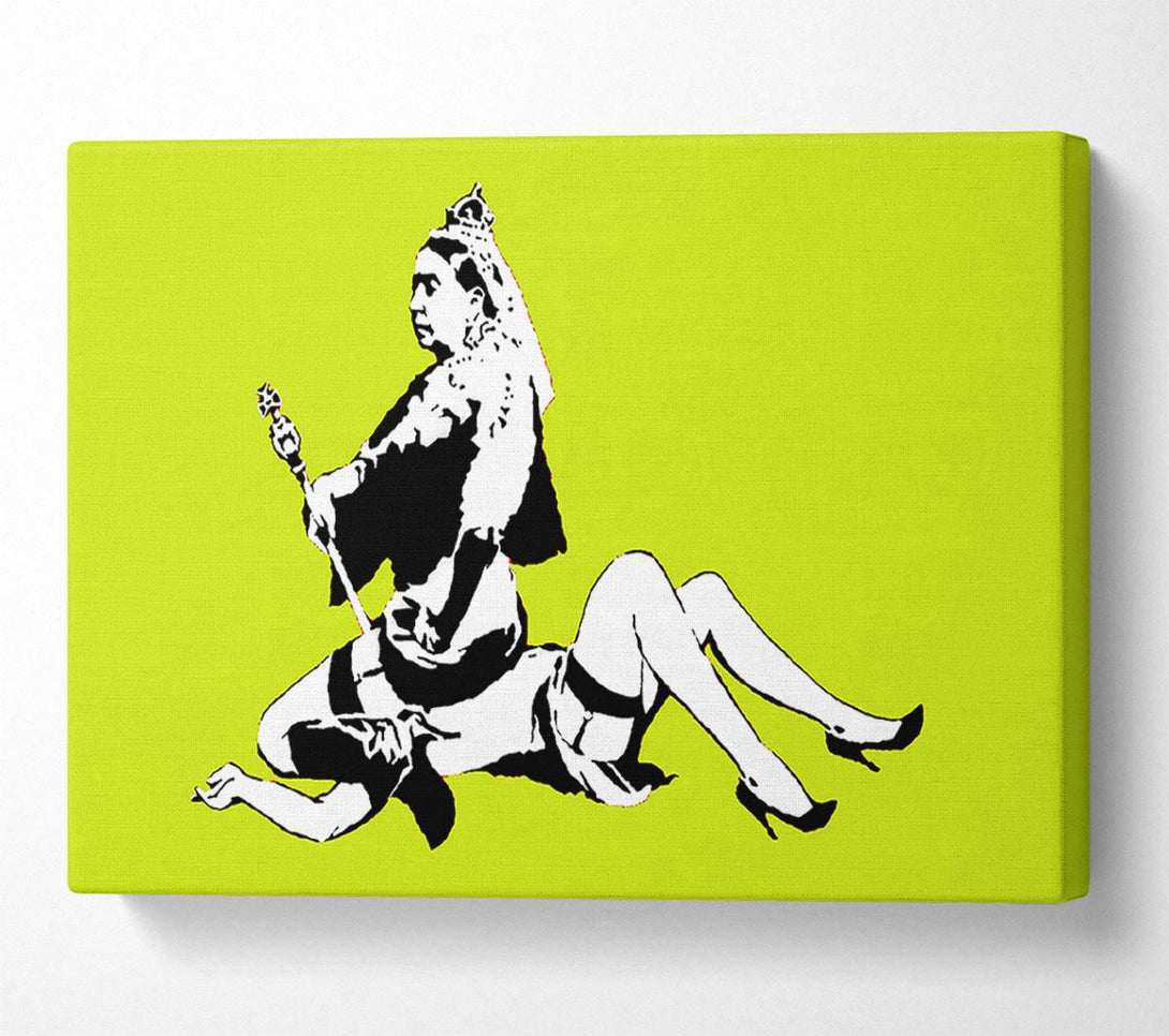  A Canvas Print of Banksy Queen Elizabeth Legs Lime Canvas Print