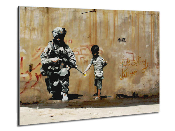 Soldier Flower Gun Boy Metal Print