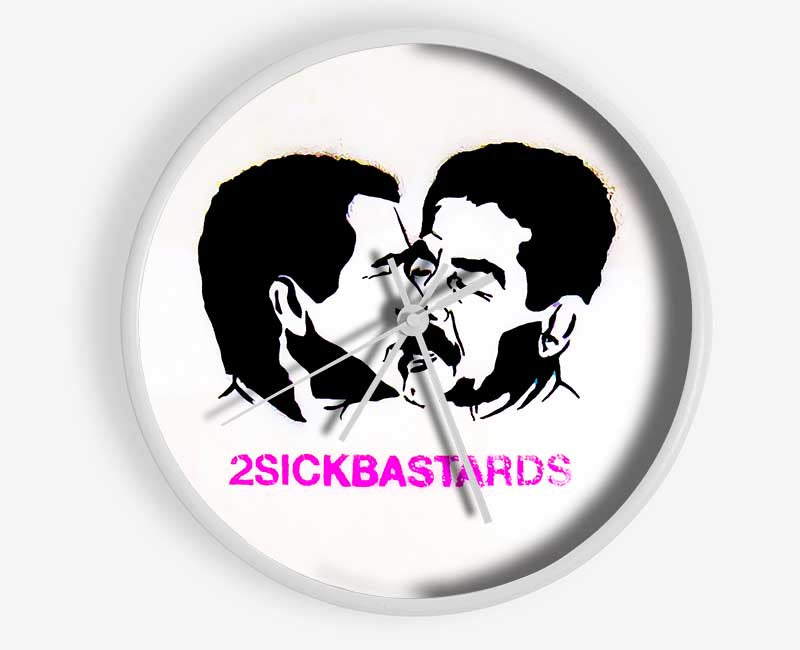 Two Sick White Clock - Wallart-Direct UK