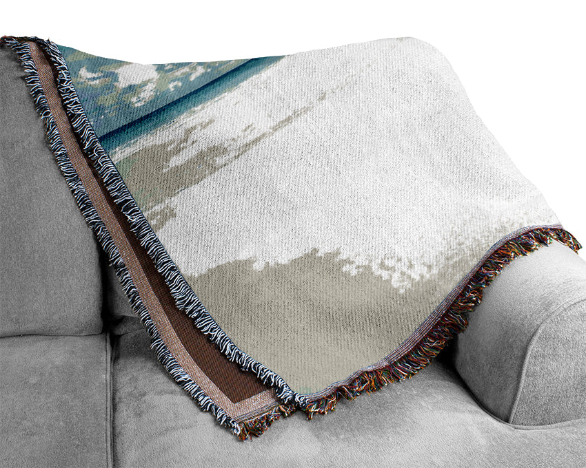 Perfect Sky Blue Beach Woven Blanket