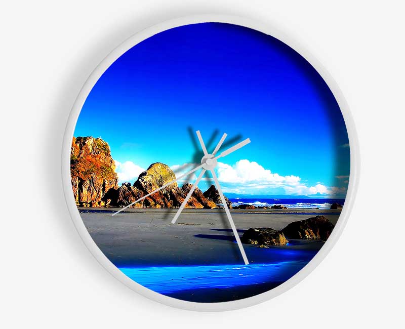 Rocky Blue Beach Clock - Wallart-Direct UK