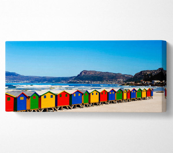 Colourful Beach Hut Line-Up