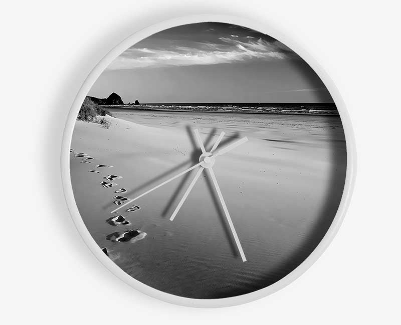 Footprints B n W Clock - Wallart-Direct UK
