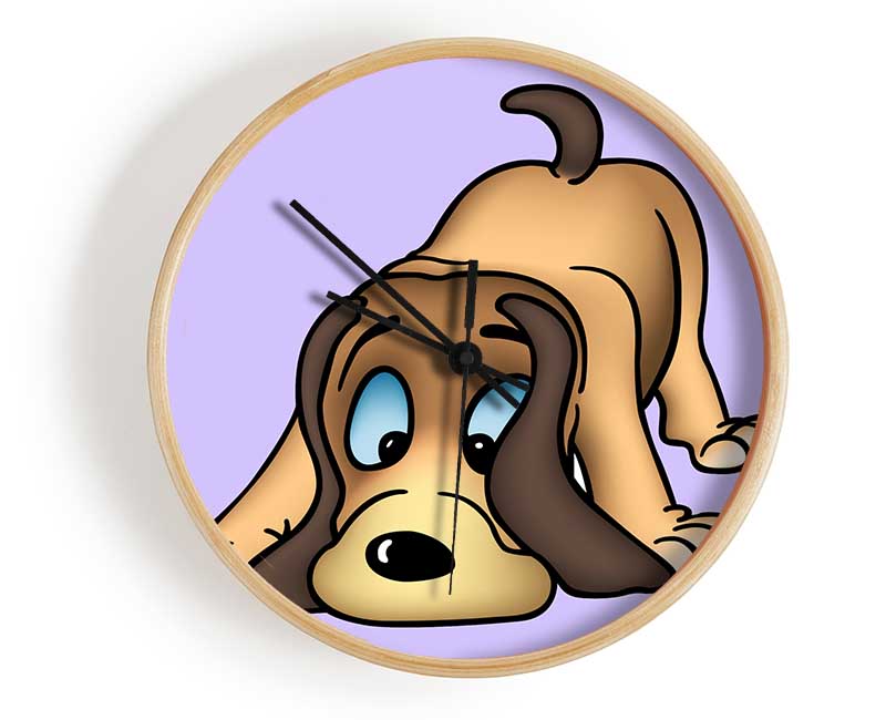 Dog Sniffing Lilac Clock - Wallart-Direct UK